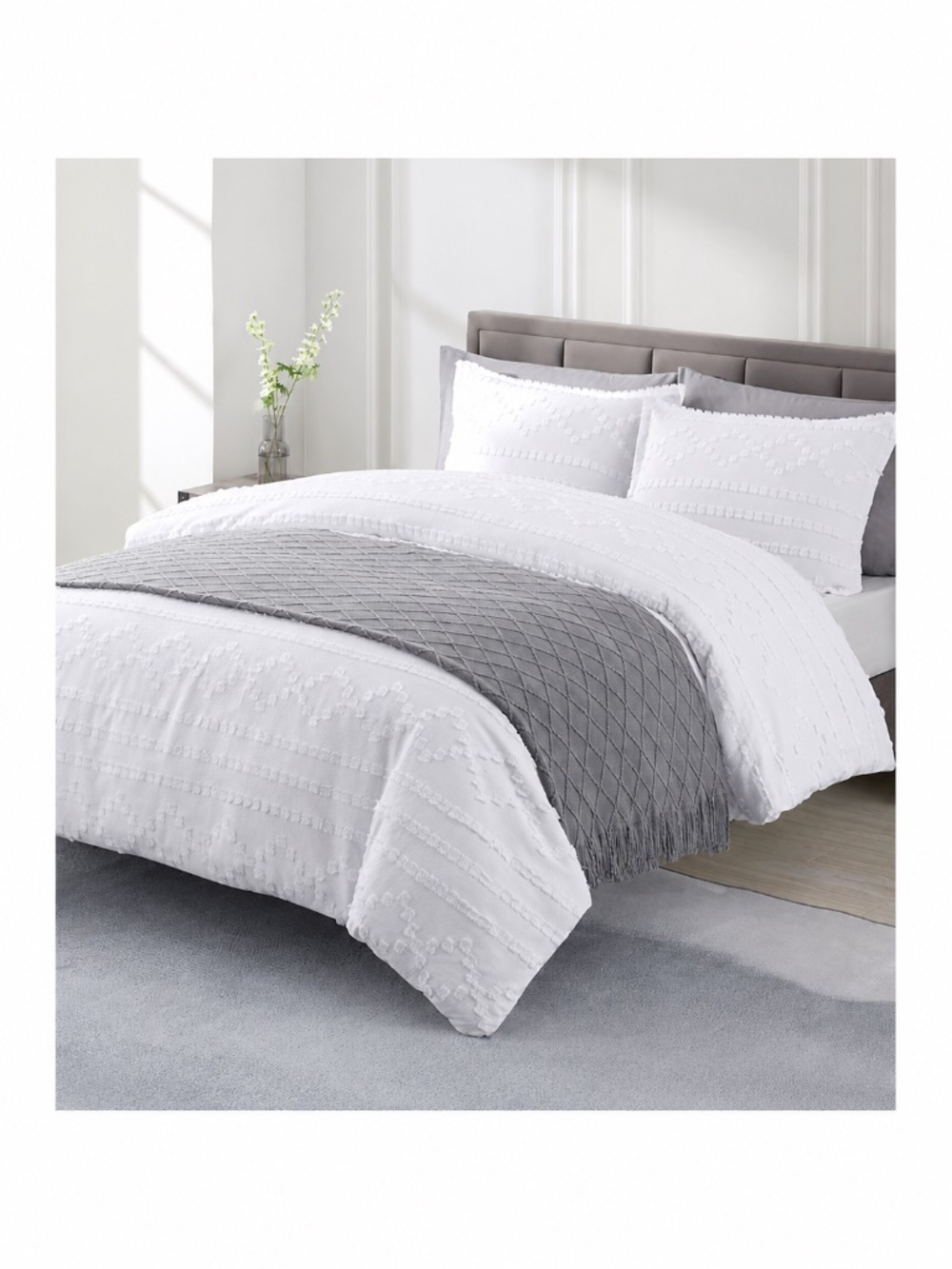 BOURINA Light Grey Throw Blanket 50 x90 Inches Throw Textured Solid Soft Sofa...